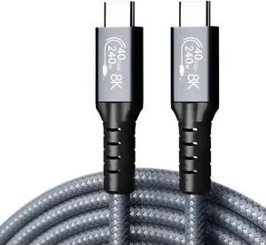240W USB4 Cable, 5FT, 40GBps Data Transmission, 240W (48V5A) PD Super Fast Charge, 8K@60Hz HD Extension for Thunderbolt 4, Mobile Phone, Notebook, MAC, SSD, PD3.1 and QC4.0