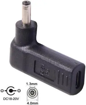 Aomoproing USB 3.1 Type C USB-C to DC 19V 4.0*1.3mm Adapter PD Emulator Trigger 90 Degree Angled