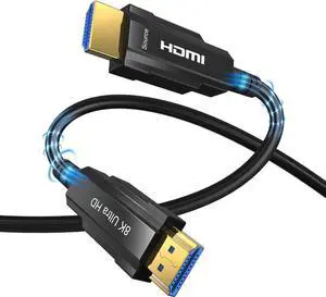 8K HDMI Fiber Optic Long cable in-Wall Support 8K@60Hz 4K@120Hz Dynamic HDR 10, eARC, HDCP2.2, 4:4:4 7680x4320, 48Gbps Bandwidth Optic Fiber HDMI 2.1 Cable for PS5/PS4/8K TV5M/16FT)