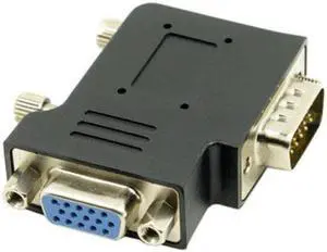 Aomoproing Vertical Flat Right Angled 90 Degree VGA SVGA Male To Female extension Adapter BK