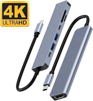USB C Hub, USB Hub to HDMI Multiport, USB C Dongle Adapter 7 in 1 with 4K HDMI Output, 2*USB 3.0 Ports,SD/Micro SD Card Reader,100W PD, USB C Data Port For Type C Devices