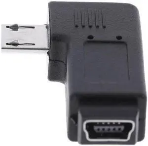 Aomoproing  90 Degree Left Angled MINI USB Female to Micro USB Male Data Sync Power Adapter