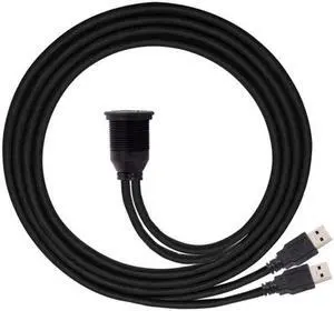 Aomoproing 1m Waterproof Dual USB 3.0 Extension AUX Flush Mount Car Mount Extension Cable for Dashboard Panel