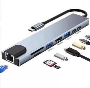 USB Hub 8 Ports, Multiple USB 3.0 Hub, USB A&USB-C Splitter for Laptop with TF/SD Card Reader, 4K HDMI, 100W PD, USB-C, 10/100M Ethernet for Laptop, Windows, Linux, PC and More