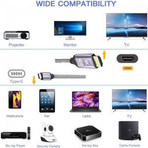 Aomoproing USB4 USB-C Type-C Source to HDMI 2.0 Display 8K 60HZ UHD 4K HDMI Male Monitor Cable Connector 1.8m 6ft