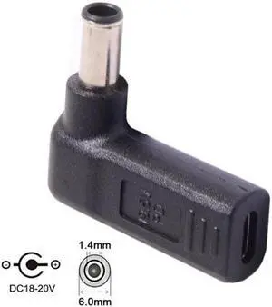 Aomoproing USB 3.1 Type C USB-C to DC 19V 6.0*1.4mm Adapter PD Emulator Trigger 90 Degree Angled