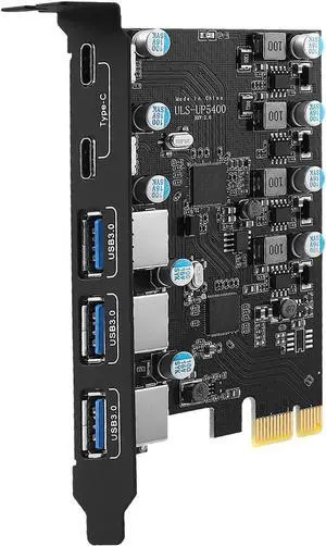 PCIe to USB (2X USB C - 3X USB A) Expansion Card,PCI Express Internal USB3.0 Hub Converter for Desktop PCS Riser Card