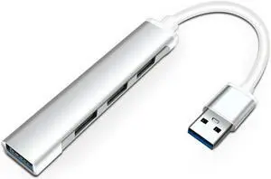 USB 3.0 Hub Super Speed Splitter,4 Ports USB3.0 Data Hub for Laptop, PC, Computer, Mobile HDD , and More-Silver