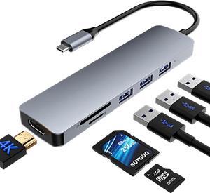 USB C HDMI Hub, Multiport 6 in 1 USB C Hub Adapter with 4K HDMI, USB 3.0, 2*USB 2.0 and SD/TF Card Reader, for MacBook Pro Air M1 M2, for iPad Pro m1, Switch, Chromecast & More