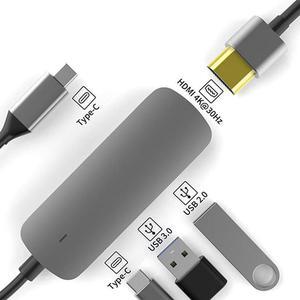 4-in-1 USB C Hub Docking Station, Aluminum Type-C Adapter with USB-C PD, 4K HDMI, USB 3.0, 60W Power Delivery, Compatible with MacBook Air, MacBook Pro/Air&USB-C Laptop