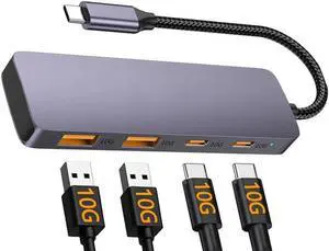USB C Docking Station, 4-in-1 OTG USB C 3.2 Hub Multiport Adapter Dongle with 2*USB A 3.2 Ports, 2*USB 3.2 Gen 2 Compatible with Laptop/Tablet/Smart Phone