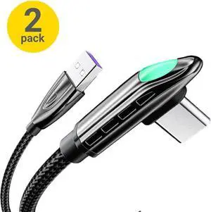 66W USB C to USB C Cable Right Angle 90 Degree, 6A PD QC 4.0 Type C to Type C Cable Super Fast Charging USB C Cable(3.3ft, 2 Pack)