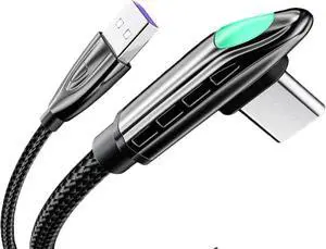 66W USB C to USB C Cable Right Angle 90 Degree, 6A PD QC 4.0 Type C to Type C Cable Super Fast Charging USB C Cable(3.3ft, 1 Pack)