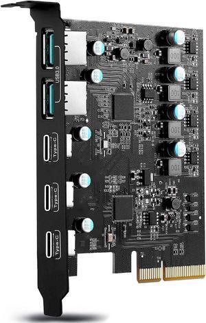 Pcie USB Card Pcie USB 3.0, 5 Port Pcie Expansion Card USB 3.0 5Gbps High Speed Transmission Stable Power USBFront Expansion Card- (3X USB C - 2X USB A)