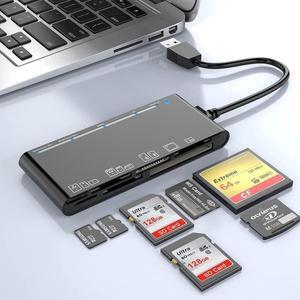 7-in-1 Memory Card Reader USB 3.0, Micro SD Card Adapter for microSD, SDXC, SDHC, CF, MS, MMC, Micro SDXC/SDHC, UHS-I, More
