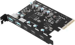 5 Ports PCI-E to USB 3.2 Gen 2 Expansion Card, 10Gbps High Speed USB3.2 PCI-EX1 X4 X8 X16 Adapter, Internal USB3.2 Hub Converter for Desktop PC, (3X USB C - 2X USB A)