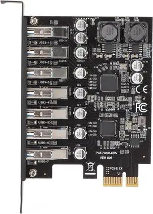 7 Ports PCI-E to USB 3.0 Expansion Card, 5Gbps High Speed USB3.0 PCI-EX1 X4 X8 X16 Adapter, Internal USB3.0 Hub Converter for Desktop PC, for for XP, for WIN7, for WIN8, for WIN8.1, WIN10