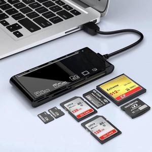 XD/MS/TF/CF/SD Card Reader USB, 7 in 1 Multi Memory Stick Pro Duo Adapter Hub Supports SD SDXC SDHC CF CFI TF Micro SD Micro SDXC Micro SDHC MS MMC UHS-I Cards