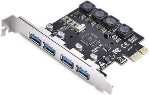 Superspeed 4 Ports PCI-E to USB 3.0 Expansion Card - PCI Express(PCIe) Expansion Card USB Card for Desktop PC Support Win XP Win7 Win 8 Win 10 Win 11 Linux