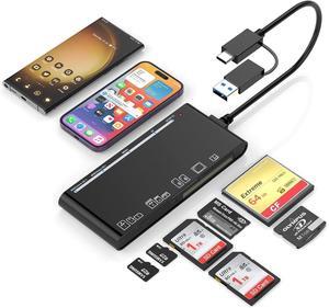 USB 3.0/USB C Multi SD Card Reader, SD/TF/Micro SD/CF/MS/XD 7-in-2 5Gbps High Speed Memory Card Reader for SDXC SDHC TF Micro SD CF MS MMC Card, Memory Stick Read 5 Cards Simultaneously