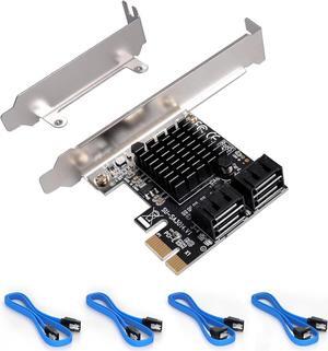 PCI-E X1 to SATA 3.0 Controller Card, 4-Port SATA III 6Gbps Expansion Cards, Supports PCI-Express (1X 4X 8X 16X) Slot, Support SSD and HDD, for Windows10/7/8/XP/Vista/linux