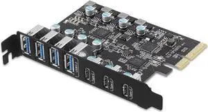 7 Ports (3X USB C - 4X USB A) USB3.2 Gen 2 PCI Express Card PCIe, 10Gbps High Speed USB3.2 PCI-EX1 X4 X8 X16 Adapter Converter for Desktop PC, for XP, WIN7, WIN8, WIN8.1, WIN10