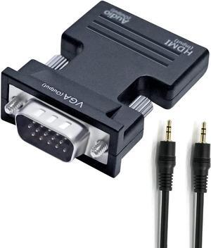 Aomoproing  HDMI to VGA Adapter with 3.5mm Audio Port (PC HDMI Source Output to VGA TV) for Old Computer Monitor Laptop Projector 1080P Video (Female HDMI in Male VGA Out adaptador)