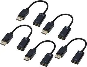 4K DP DisplayPort to HDMI Female Adapter Converter,  Display Port to HDMI (Male to Female), UHD 4K*2K 1080P, Compatible with Computer, Desktop PC, Monitor, Projector, HDTV  [5Pack]