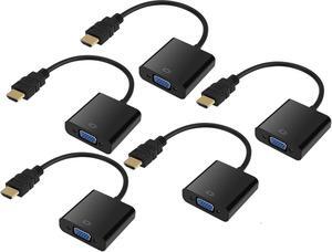 HDMI to VGA Adapter  HDMI to VGA Converter Adapter for TV, Monitor, Projector, HDTV, Chromebook, Raspberry Pi, Roku, Xbox and More, Full HD 1080p  [5-Pack]
