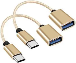 USB C to USB Adapter USB Type C Male to USB 3.0 Female OTG Cable Compatible with MacBook Pro/Air 2019 2018 2017, Galaxy S20 S20+ Ultra Note 10 S9 S8 2 Pack Gold