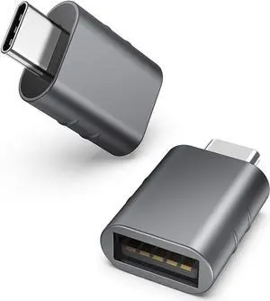 USB C to USB Adapter Pack of 2 USB C Male to USB 3.0 Female Adapter Compatible with MacBook Pro Air 2024 Surface iPad Notebook XPS and More Type C Devices Space Grey