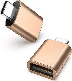 USB C to USB Adapter Pack of 2 USB C Male to USB3 Female Adapter Compatible with MacBook Pro 2021 iMac iPad Mini 6/Pro MacBook Air 2022 and Other Type C or Thunderbolt 4/3 Devices Space (Gold)