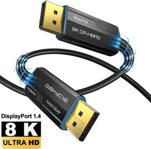 8K Long DP Fiber Optic Cable 16Feet/5m,  Displayport 1.4 Cable, 32.4Gbps Ultra High Speed, 8K@60Hz, 4K@144Hz, Support HBR3, DSC 1.2, HDR10, Compatible with Graphics Card, Projector, Monitor