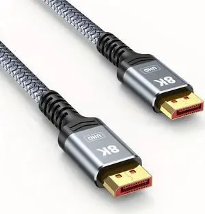 8K DisplayPort Cable 3.3FT/1M, DP Cable 1.4 Male to Male,Support 8K@60Hz, 4K@144Hz, 2K@165Hz Video Resolution & HDR,Grey