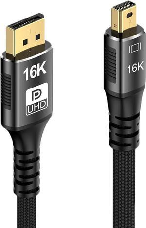 16K Mini DisplayPort to DisplayPort 2.1 Cable, [16K@60Hz, 8K@120Hz, 4K@240Hz] 80Gbps Bi-Directional, HDR, G-Sync, Mini DP [Thunderbolt 2] for Gaming Laptop, MacBook, Monitor,3.3FT