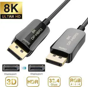 8K DisplayPort Cable Ultra HD Gold-Plated DisplayPort 1.4 Male to Male Cable SPCC Shell, Support 7680x4320 Resolution, 8K@60Hz, 4K@144Hz, 32.4Gbps, HDP, HDCP for HDTV Monitor , 10m 33ft