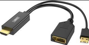 HDMI to DisplayPort Adapter 4K@60Hz with USB Power HDMI Male to DP Female Converter Cable HDMI Output to Displayport Input Compatible for Laptop Desktop PC Graphics Card PS4/5 Xbox one/360