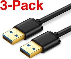 3 Pack USB to USB Cable 1.64 Feet, USB 3.0 Male to Male USB Type A Cord with Gold-Plated Connector for Data Transfer Compatible with Hard Drive, Laptop, DVD Player, TV, Monitor, Camera and More