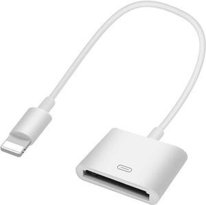 Lightning to 30-Pin Adapter MFi Certified 8-Pin Male to 30-Pin Female Converter Charging Data Sync Cable Connector Compatible iPhone 12/11/X/8/7/6/5/iPad/iPod White (No Audio)