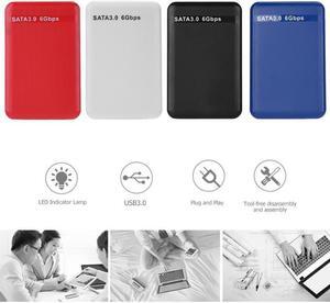 SSD Case 2.5inch SATA to USB 3.0 Hard Drive Enclosure for SSD Disk HDD Box Case Support UASP HD External Hard Disk cover (Blue)