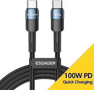 100W USB C to USB C Cable, 5A PD QC 5.0 Type C to Type C Cable Super Fast Charging USB C Cable(3.3ft, Black, 1 Pack)