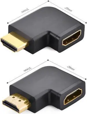 2 Pack HDMI Adapter 90 and 270 Degree Right Angle HDMI Male to Female Adapter Support 3D 4K 1080P HDMI Extender for TV Stick, Roku stick, Chromecast, Nintendo Switch, Xbox, PS4, PS3, Laptop, PC 2 Pack HDMI Adapter 90 and 270 Degree Right Angle HDMI Male to Female Adapter Support 3D 4K 1080P HDMI Extender for TV Stick, Roku stick, Chromecast, Nintendo Switch, Xbox, PS4, PS3, Laptop, PC