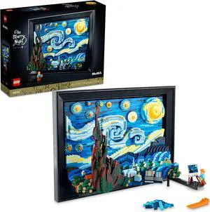 LEGO Ideas Vincent van Gogh - The Starry Night 21333, Unique 3D Wall Art Home Décor Piece with Artist Minifigure, Creative Crafts Set for Adults