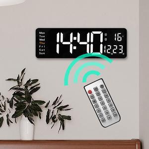 Large LED Digital Wall Clock Temperature Date Day Display USB Remote Control