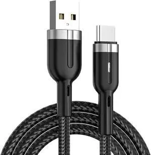 Type-C Smart power off braided data cable breathing light charging cable