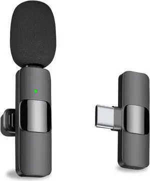 Professional Wireless Lapel Microphone for Android Computer - Cordless Omnidirectional Condenser Recording Mic with USB C Interface for Interview Video Podcast Vlog YouTube