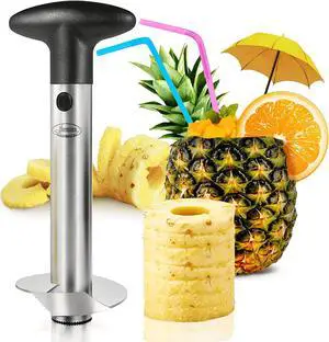 Pineapple Corer and Slicer Tool - Stainless Steel Pineapple Cutter With Sharp Built-in Blade & Detachable Handle