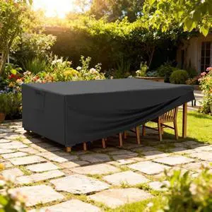 Rectangular Patio Furniture Set Cover, HeavyDuty Oxford Fabric Outdoor Table & Chair Set Protector, Waterproof UVTear Resistant AllWeather Cover with Adjustable Buckle Straps & Side Handle, Black Rectangular Patio Furniture Set Cover, HeavyDuty Oxford Fabric Outdoor Table & Chair Set Protector, Waterproof UVTear Resistant AllWeather Cover with Adjustable Buckle Straps & Side Handle, Black