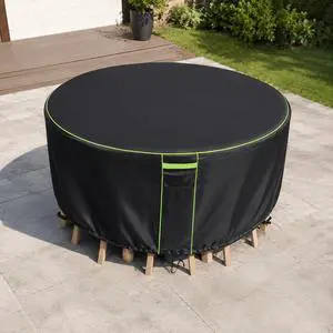 Black Round Table Cover, All Weather Waterproof Outdoor Patio Round Table Protector Black Round Table Cover, All Weather Waterproof Outdoor Patio Round Table Protector