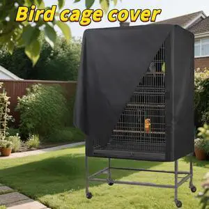 Black Bird Cage Cover with Front Access Flap, Lightlocking Breathable Oxford Fabric Parrot Cage Shade Cover, Wind Dust Protection for Cockatiel Parakeet Lovebird Large Birdcages Black Bird Cage Cover with Front Access Flap, Lightlocking Breathable Oxford Fabric Parrot Cage Shade Cover, Wind Dust Protection for Cockatiel Parakeet Lovebird Large Birdcages